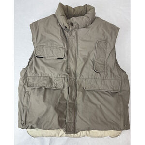 Penfield Down Vest Tan Winter Outdoors Pockets Sleeve Snow Guards Rugged Medium